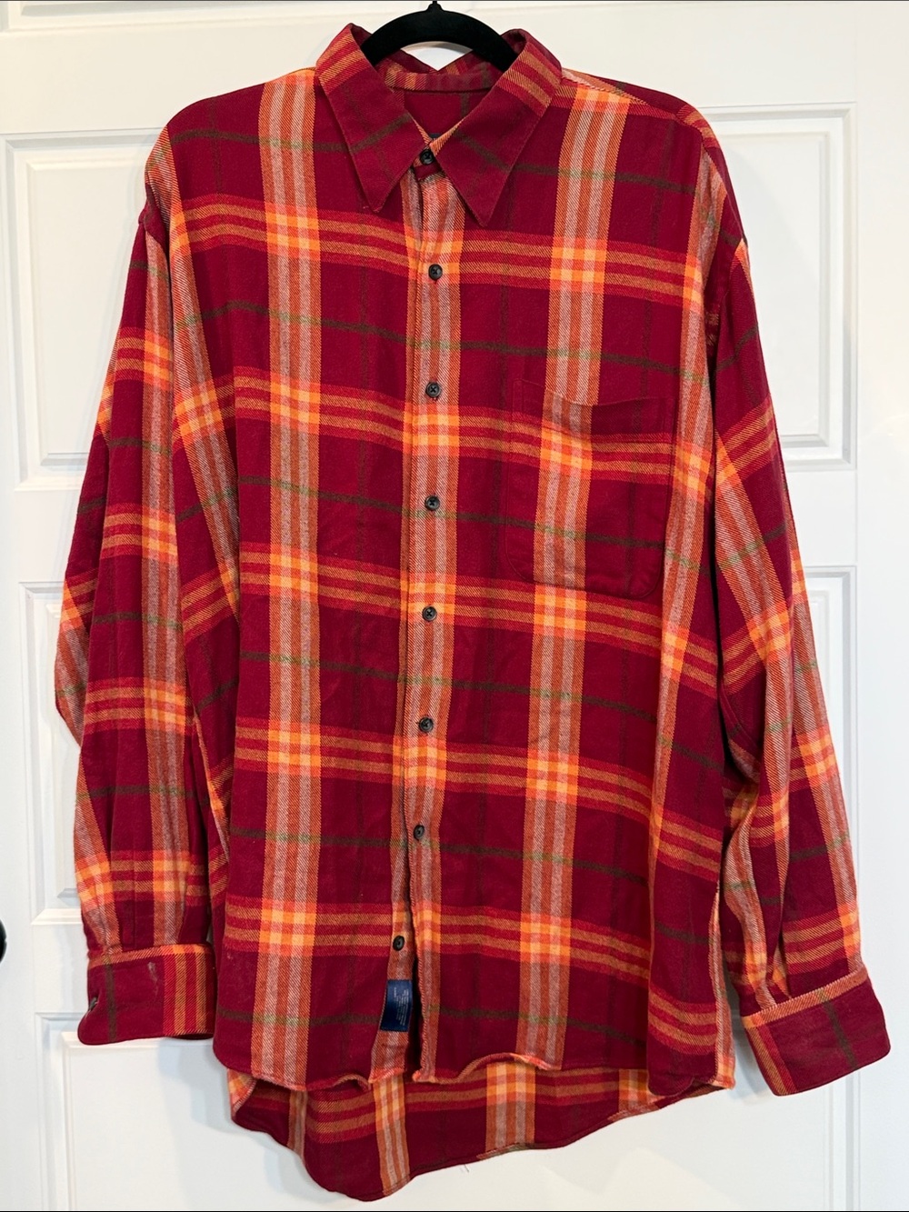 Burberry London Men's Long Sleeve Cotton Red Check Plaid Shirt large
